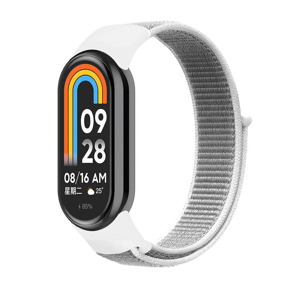 Xiaomi%20Mi%20Band%208%20Zore%20KRD-03%20Hasır%20Kordon-Beyaz