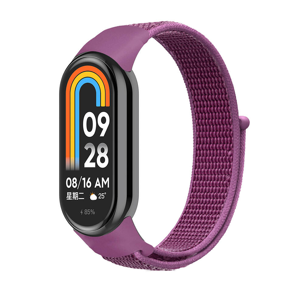 Xiaomi%20Mi%20Band%208%20Zore%20KRD-03%20Hasır%20Kordon-Mor