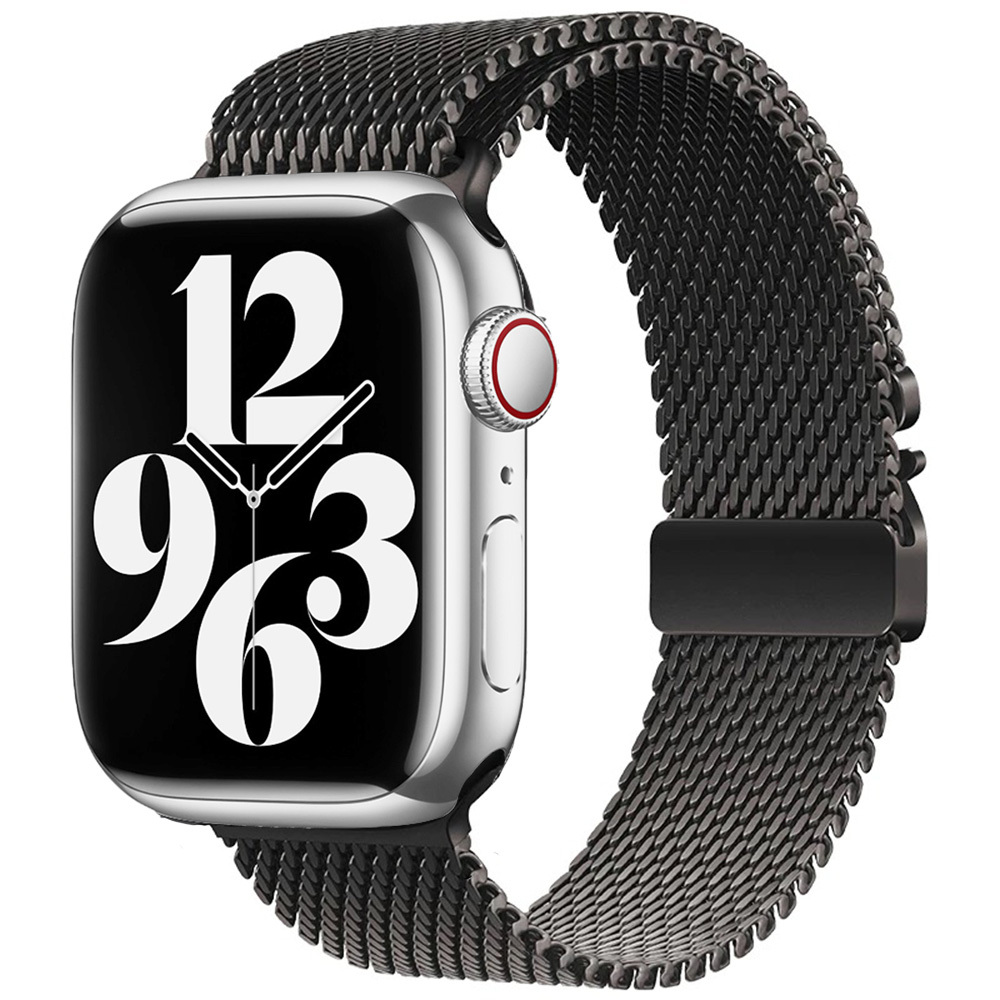 Apple%20Watch%2042mm%20Zore%20KRD-121%20Metal%20Hasır%20Kordon-Siyah