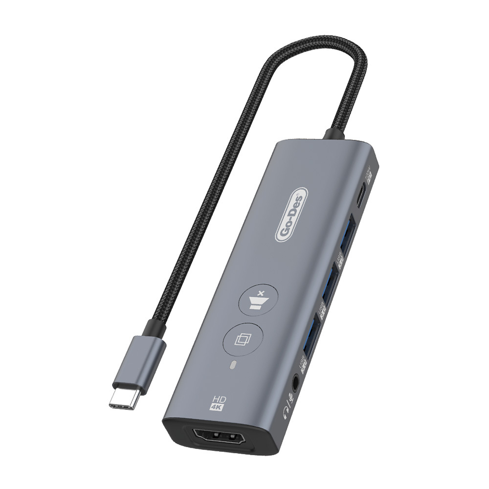 Go%20Des%20GD-6903%20Type-C%20Bağlantılı%206in1%20Hub%20Adaptör%20USB3.0/Hdmi/PD%20100W/3.5mm/4K%20Ultra%20HD%2030hz/5Gbps