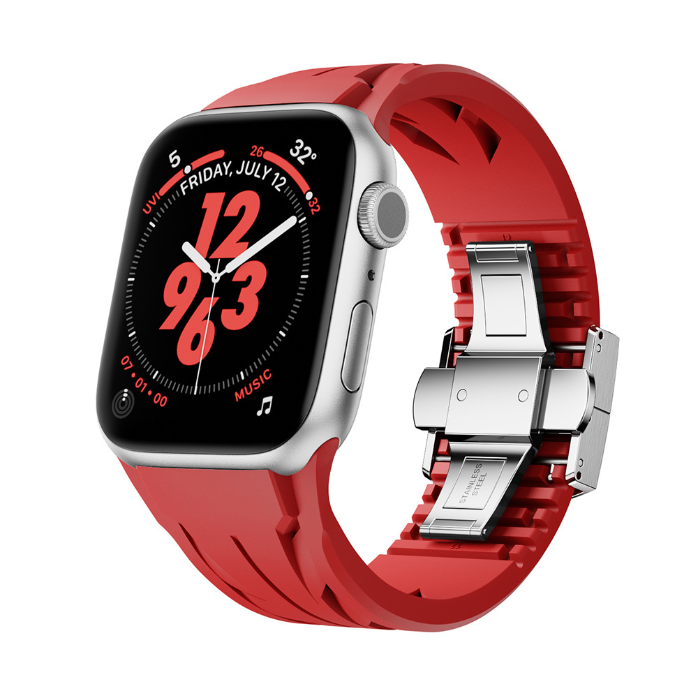 Apple%20Watch%2042mm%20KRD-127%20Metal%20Tokalı%20Silikon%20Kordon