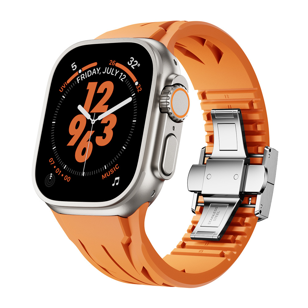 Apple%20Watch%20Ultra%2049mm%20KRD-127%20Metal%20Tokalı%20Silikon%20Kordon-Turuncu