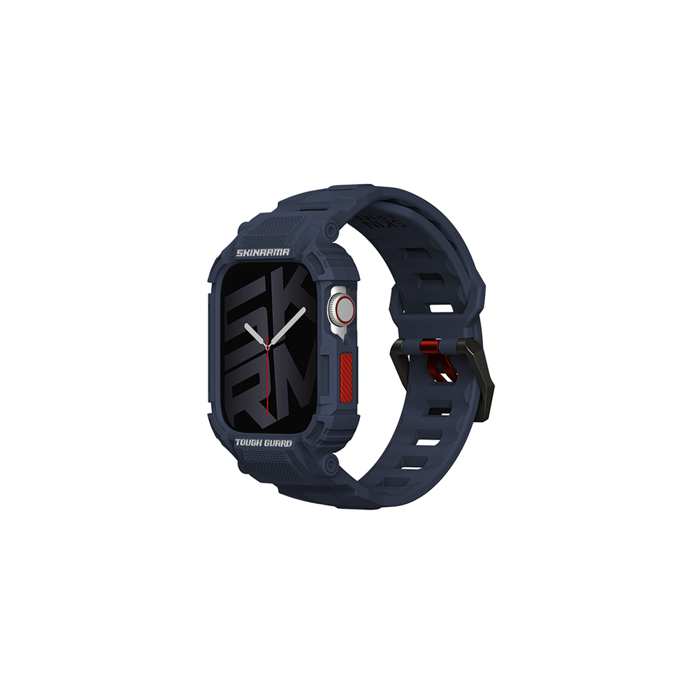 Apple%20Watch%2044%20mm%20Skinarma%20Mecha%202in1%20TPU%20Kasa%20Koruyucu%20+%20Silikon%20Kordon-Lacivert