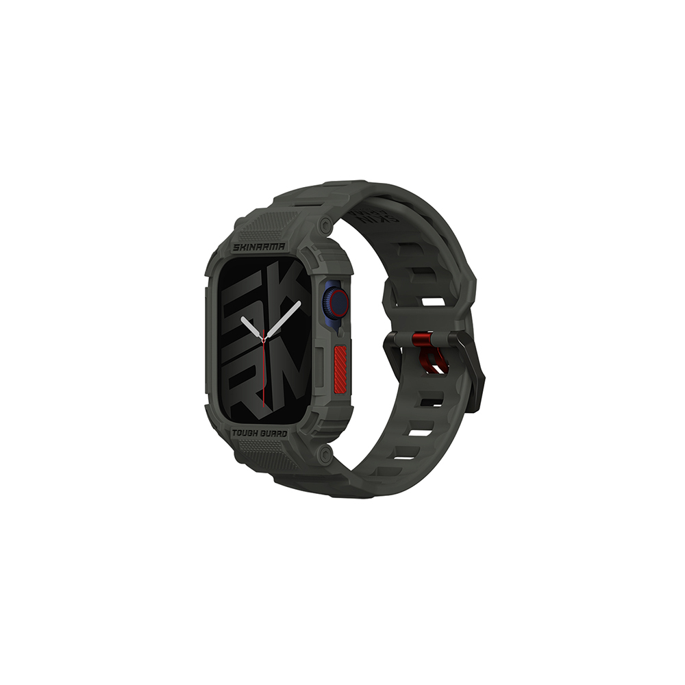 Apple%20Watch%2044%20mm%20Skinarma%20Mecha%202in1%20TPU%20Kasa%20Koruyucu%20+%20Silikon%20Kordon-Yeşil