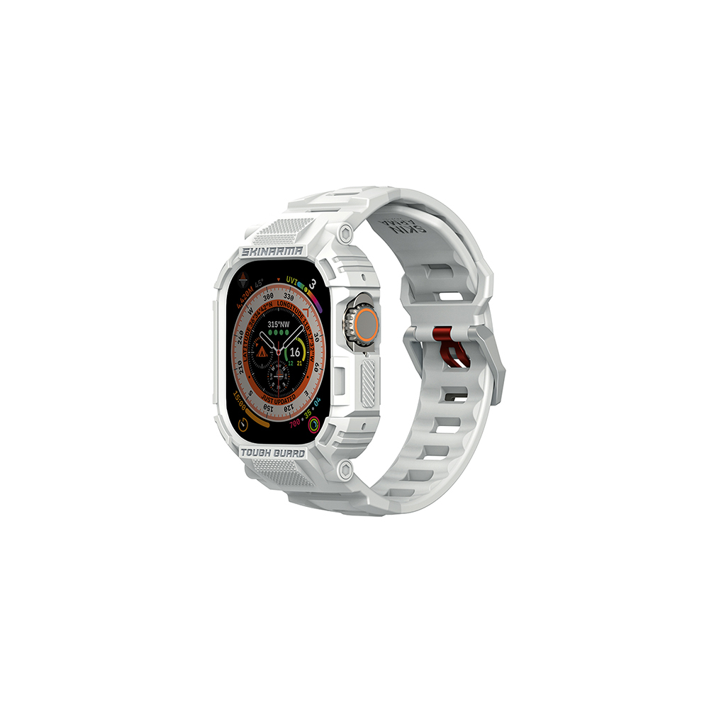 Apple%20Watch%20Ultra%2049mm%20Skinarma%20Mecha%202in1%20TPU%20Kasa%20Koruyucu%20+%20Silikon%20Kordon-Açık%20gri