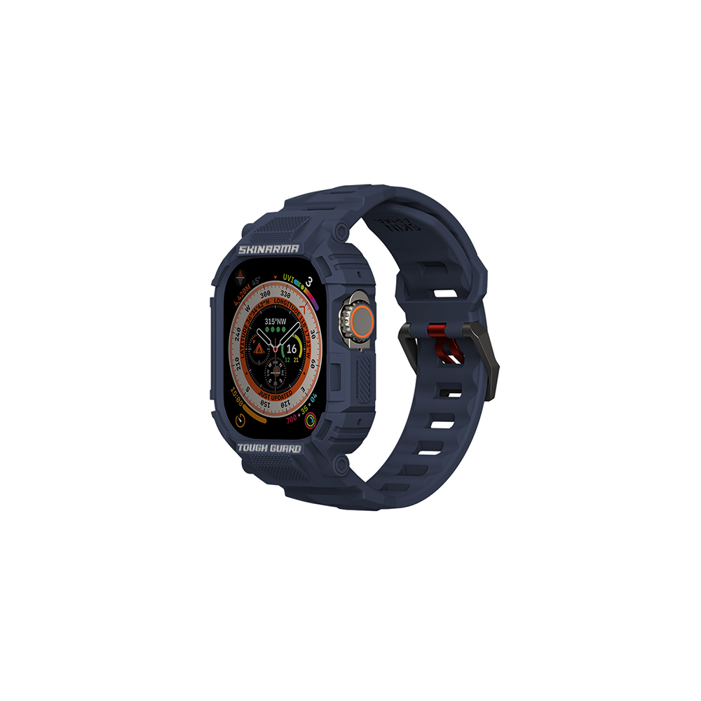 Apple%20Watch%20Ultra%2049mm%20Skinarma%20Mecha%202in1%20TPU%20Kasa%20Koruyucu%20+%20Silikon%20Kordon-Lacivert