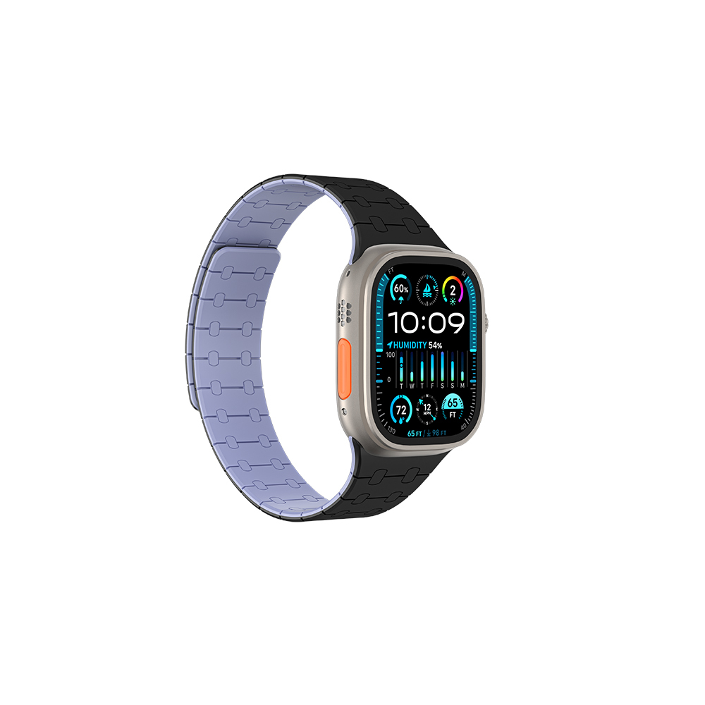 Apple%20Watch%20Ultra%2049mm%20Amazingthing%20Smoothie%20Sport%20Magnetik%20Tak%20Çıkar%20Silikon%20Strap%20Kayış-Siyah-mor