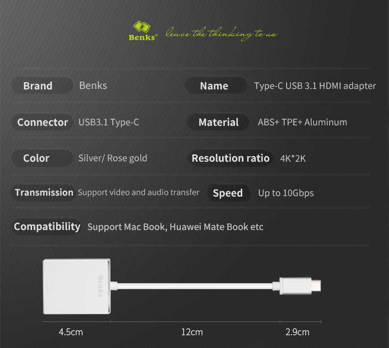 Benks%20Usb%203.1%20Type-C%20to%20HDMI%20Adaptör