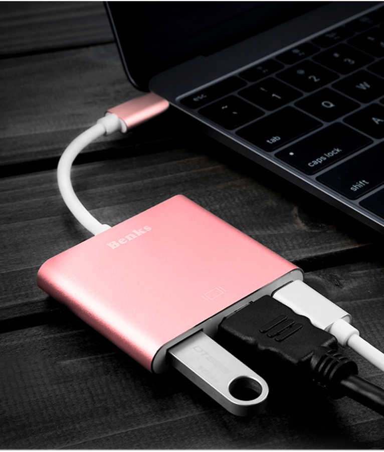 Benks%20U19%20Type-C%20to%203%20in%201%20Adaptör%20(Usb%203.0+HDMI+Type-c)